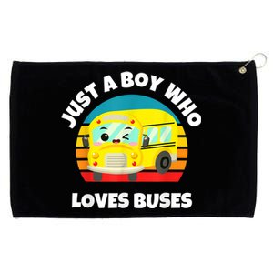 Just A Boy Who Loves Buses Birthday Yellow School Bus Lover Grommeted Golf Towel