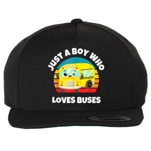 Just A Boy Who Loves Buses Birthday Yellow School Bus Lover Wool Snapback Cap