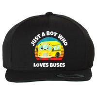 Just A Boy Who Loves Buses Birthday Yellow School Bus Lover Wool Snapback Cap