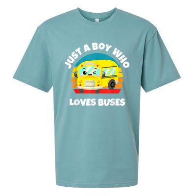 Just A Boy Who Loves Buses Birthday Yellow School Bus Lover Sueded Cloud Jersey T-Shirt