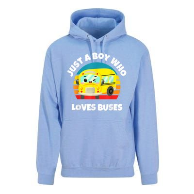 Just A Boy Who Loves Buses Birthday Yellow School Bus Lover Unisex Surf Hoodie