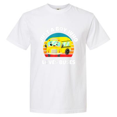 Just A Boy Who Loves Buses Birthday Yellow School Bus Lover Garment-Dyed Heavyweight T-Shirt