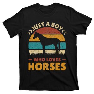 Just A Boy Who Loves Horses Horse Stuff Horse Lover T-Shirt