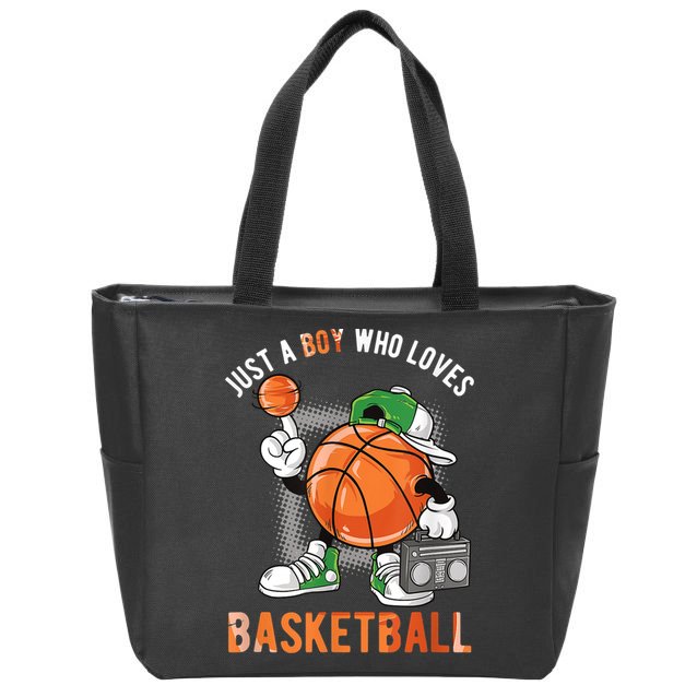 Just A Boy Who Loves Basketball Zip Tote Bag