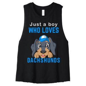 Just A Boy Who Loves Dachshunds Women's Racerback Cropped Tank