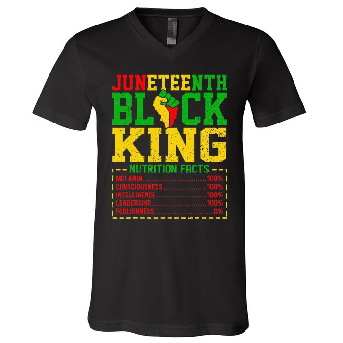 Juneteenth  Afro Black King Nutrition V-Neck T-Shirt