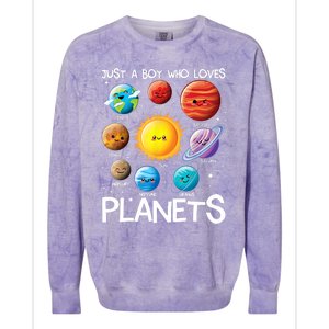 Just A Boy Who Loves Planets Solar System Space Science Gift Colorblast Crewneck Sweatshirt