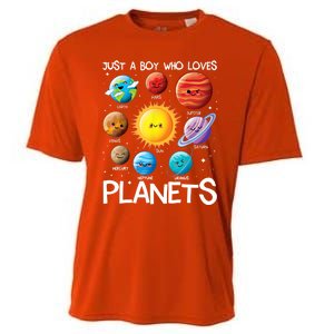 Just A Boy Who Loves Planets Solar System Space Science Gift Cooling Performance Crew T-Shirt