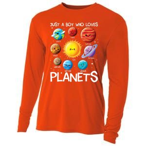 Just A Boy Who Loves Planets Solar System Space Science Gift Cooling Performance Long Sleeve Crew