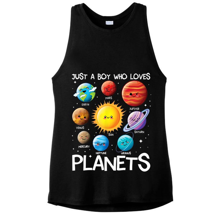Just A Boy Who Loves Planets Solar System Space Science Gift Ladies PosiCharge Tri-Blend Wicking Tank
