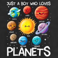 Just A Boy Who Loves Planets Solar System Space Science Gift 7 Panel Mesh Trucker Snapback Hat