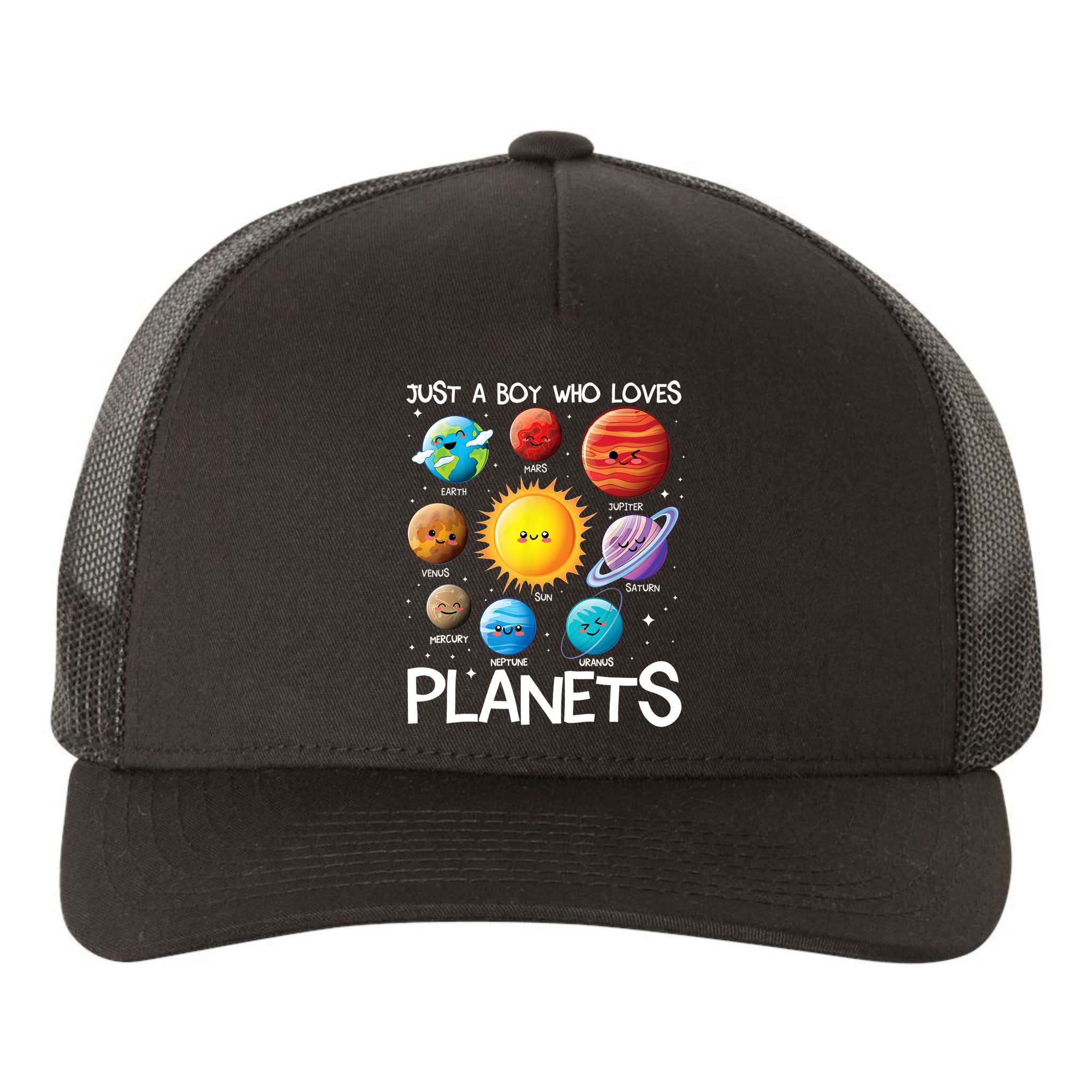 Just A Boy Who Loves Planets Solar System Space Science Gift Yupoong Adult 5-Panel Trucker Hat