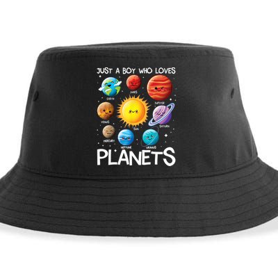 Just A Boy Who Loves Planets Solar System Space Science Gift Sustainable Bucket Hat