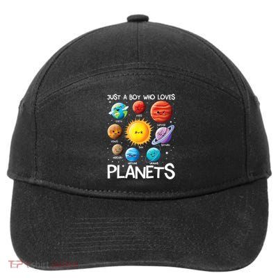 Just A Boy Who Loves Planets Solar System Space Science Gift 7-Panel Snapback Hat