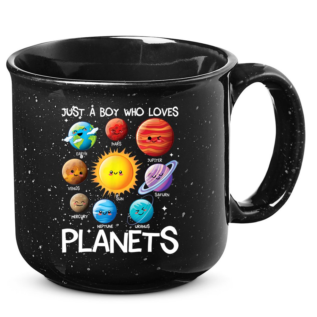 Just A Boy Who Loves Planets Solar System Space Science Gift 15oz Campfire Ceramic Mug
