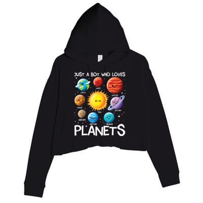 Just A Boy Who Loves Planets Solar System Space Science Gift Crop Fleece Hoodie