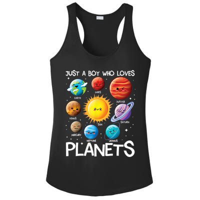 Just A Boy Who Loves Planets Solar System Space Science Gift Ladies PosiCharge Competitor Racerback Tank