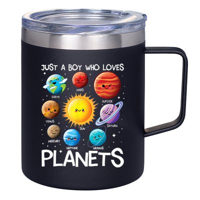Just A Boy Who Loves Planets Solar System Space Science Gift 12oz Stainless Steel Coffee Mug