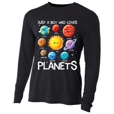 Just A Boy Who Loves Planets Solar System Space Science Gift Cooling Performance Long Sleeve Crew