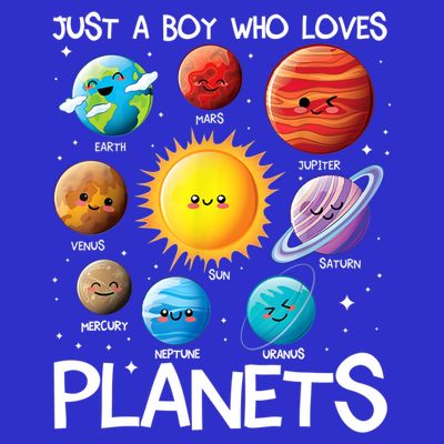 Just A Boy Who Loves Planets Solar System Space Science Gift T-Shirt