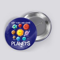 Just A Boy Who Loves Planets Solar System Space Science Gift Button