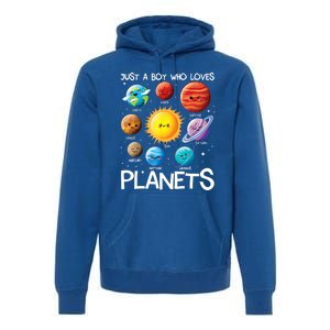 Just A Boy Who Loves Planets Solar System Space Science Gift Premium Hoodie