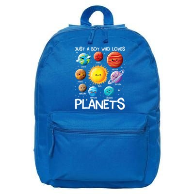 Just A Boy Who Loves Planets Solar System Space Science Gift 16 in Basic Backpack