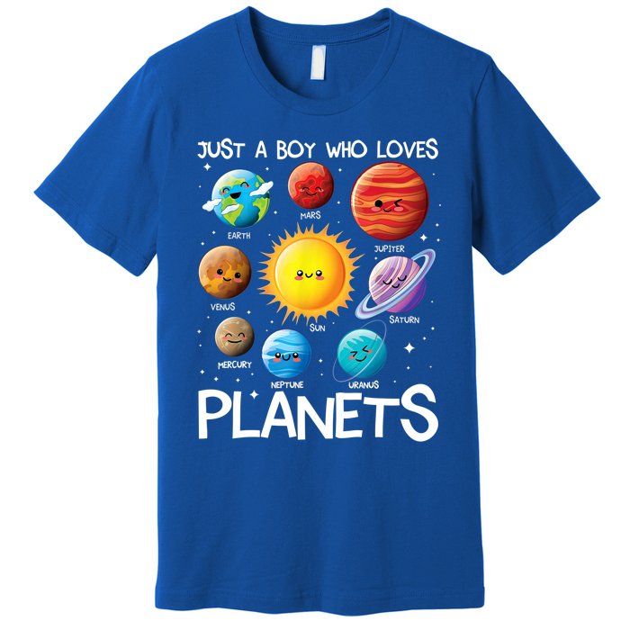 Just A Boy Who Loves Planets Solar System Space Science Gift Premium T-Shirt