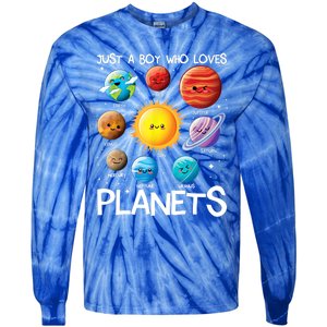 Just A Boy Who Loves Planets Solar System Space Science Gift Tie-Dye Long Sleeve Shirt