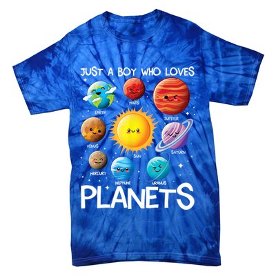 Just A Boy Who Loves Planets Solar System Space Science Gift Tie-Dye T-Shirt