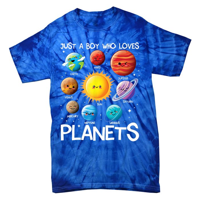 Just A Boy Who Loves Planets Solar System Space Science Gift Tie-Dye T-Shirt