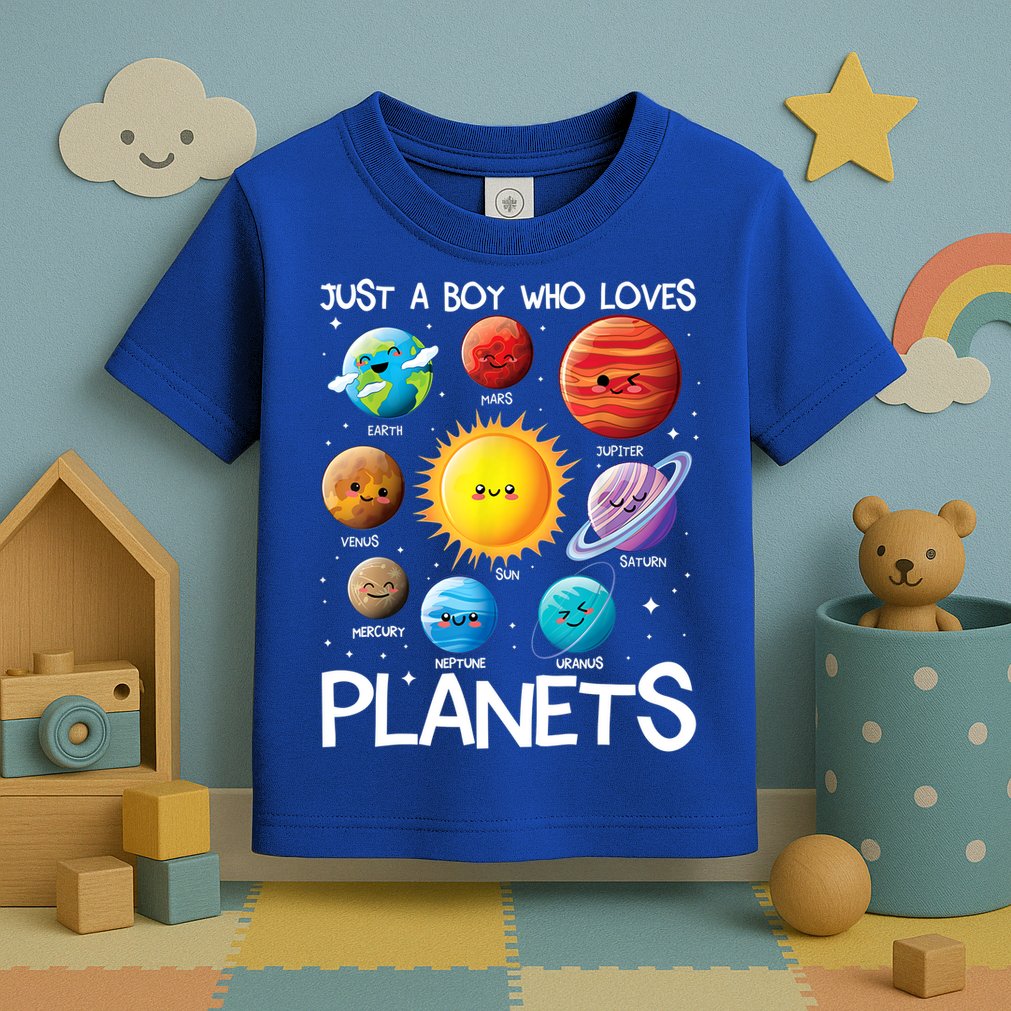 Just A Boy Who Loves Planets Solar System Space Science Gift Toddler T-Shirt