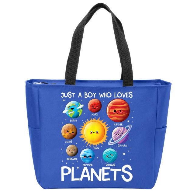 Just A Boy Who Loves Planets Solar System Space Science Gift Zip Tote Bag