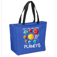 Just A Boy Who Loves Planets Solar System Space Science Gift Zip Tote Bag