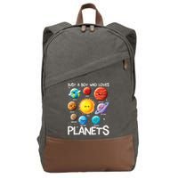 Just A Boy Who Loves Planets Solar System Space Science Gift Cotton Canvas Backpack