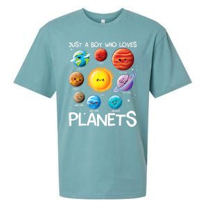 Just A Boy Who Loves Planets Solar System Space Science Gift Sueded Cloud Jersey T-Shirt