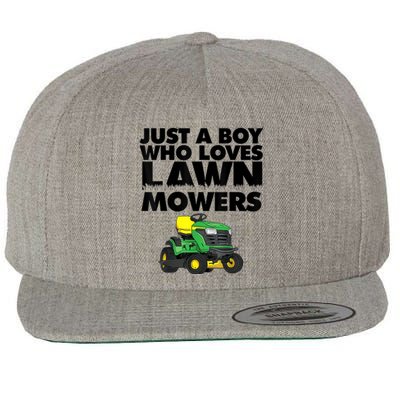 Just A Boy Who Loves Lawn Mowers Wool Snapback Cap