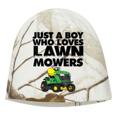 Just A Boy Who Loves Lawn Mowers Kati - Camo Knit Beanie