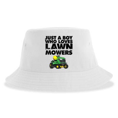 Just A Boy Who Loves Lawn Mowers Sustainable Bucket Hat