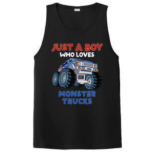 Just A Boy Who Loves Monster Trucks Funny Monster Truck PosiCharge Competitor Tank