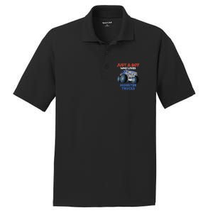 Just A Boy Who Loves Monster Trucks Funny Monster Truck PosiCharge RacerMesh Polo