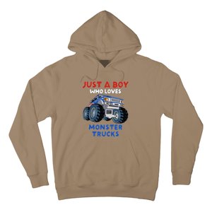 Just A Boy Who Loves Monster Trucks Funny Monster Truck Hoodie