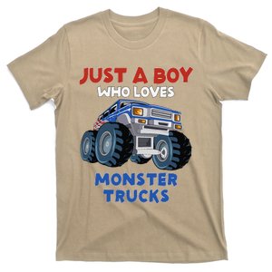 Just A Boy Who Loves Monster Trucks Funny Monster Truck T-Shirt