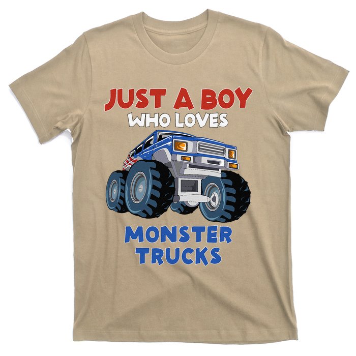 Just A Boy Who Loves Monster Trucks Funny Monster Truck T-Shirt