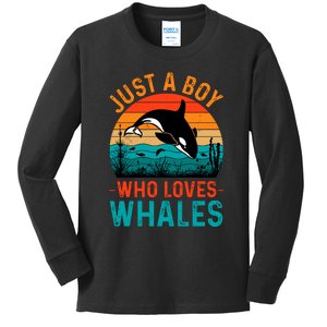 Just A Boy Who Loves Whales Kids Long Sleeve Shirt