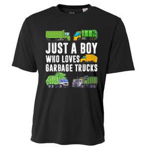 Just A Boy Who Loves Garbage Trucks Trash Truck Cooling Performance Crew T-Shirt