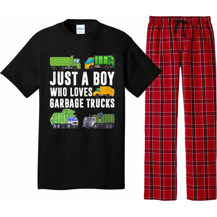 Just A Boy Who Loves Garbage Trucks Trash Truck Pajama Set