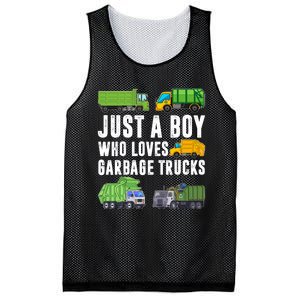 Just A Boy Who Loves Garbage Trucks Trash Truck Mesh Reversible Basketball Jersey Tank