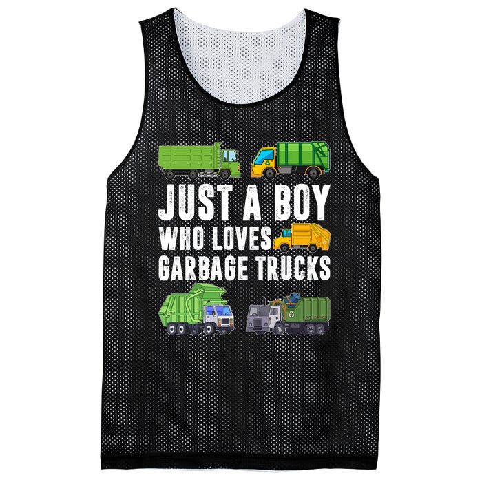 Just A Boy Who Loves Garbage Trucks Trash Truck Mesh Reversible Basketball Jersey Tank