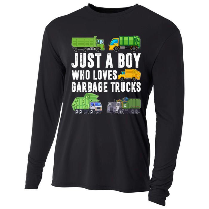 Just A Boy Who Loves Garbage Trucks Trash Truck Cooling Performance Long Sleeve Crew